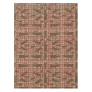 Rustic brown plaid moose table cloth