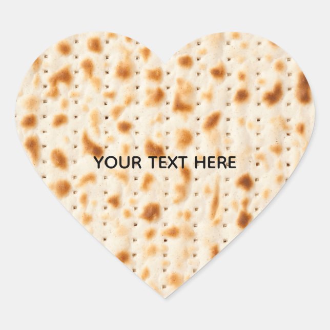 Rustic Brown Realistic Matzah Texture Graphic Heart Sticker (Front)