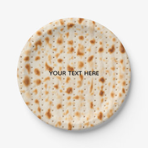 Rustic Brown Realistic Matzah Texture Graphic Paper Plate