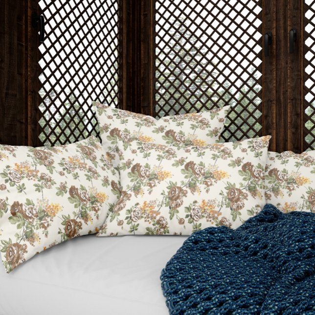 Rustic Brown Rose Pattern Pillow Case (Creator Uploaded)