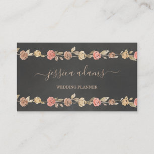 Rustic Brown Roses Floral Wedding Specialist Business Card