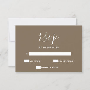 Rustic Brown Simple Calligraphy Modern RSVP Card