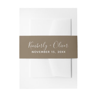Rustic Brown Simple Calligraphy Wedding Invitation Belly Band