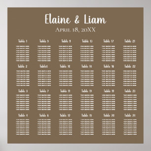 Rustic Brown Simple Calligraphy Wedding Seating Poster