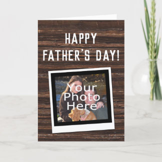 Rustic Brown Snapshot Happy Fathers Day Photo Card