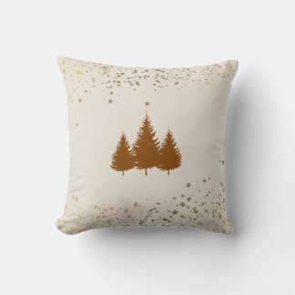 Rustic Brown Stars and Trees Decorative Pillow