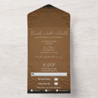 Rustic Brown Stitched Leather Photo Wedding