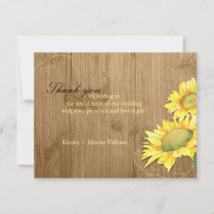 Rustic Brown Sunflower Wedding Thank You