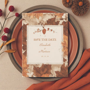 Rustic Brown Terracotta Floral Autumn Invitation