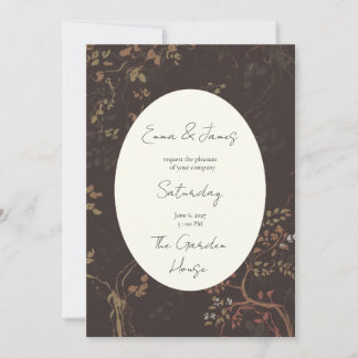 Rustic brown vines floral invitation
