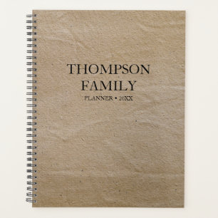 Rustic Brown Vintage Paper Minimalist Family Planner