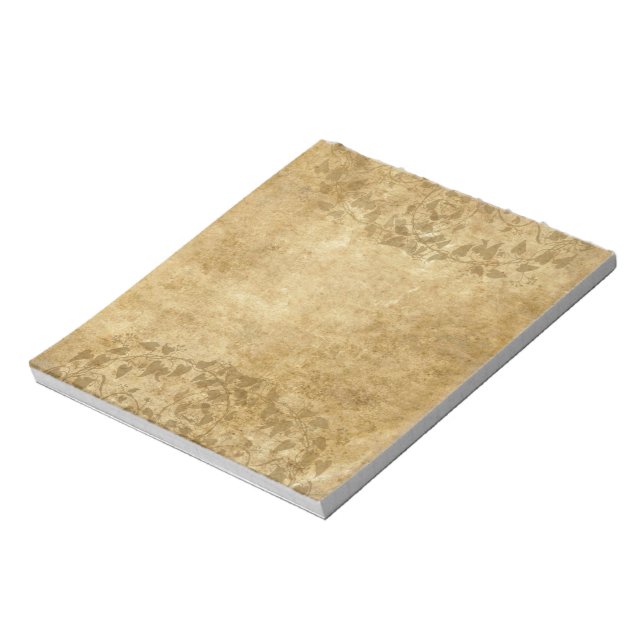 Rustic Brown Vintage paper parchment and vines Notepad (Rotated)