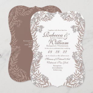 Rustic Brown Wedding Vintage Botanical Invitation