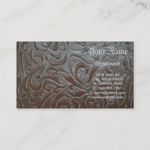 Rustic brown western country leather pattern business card