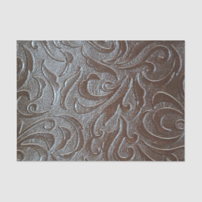 Rustic brown western country leather pattern tissue paper (Front)