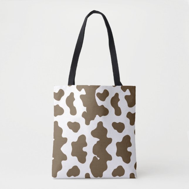 Rustic Brown  & White Cow Print Country Western Tote Bag (Front)
