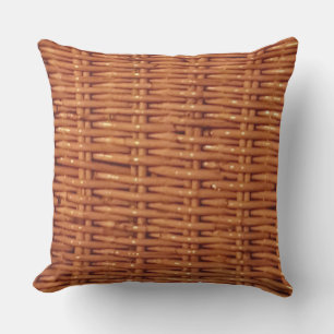 Rustic Brown Wicker Basket Country Style Funny Cushion