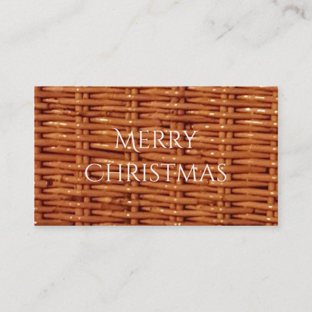 Rustic Brown Wicker Picnic Basket Country Style Business Card (Front)