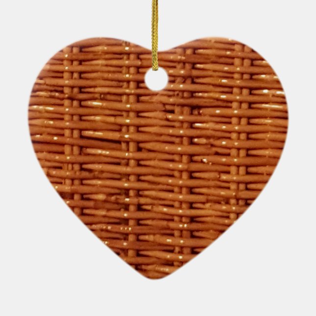 Rustic Brown Wicker Picnic Basket Country Style Ceramic Tree Decoration (Back)