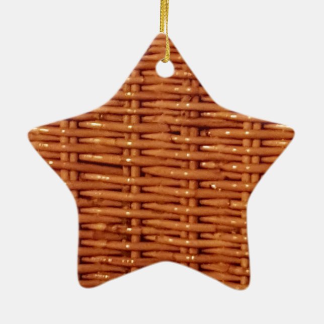Rustic Brown Wicker Picnic Basket Country Style Ceramic Tree Decoration (Back)