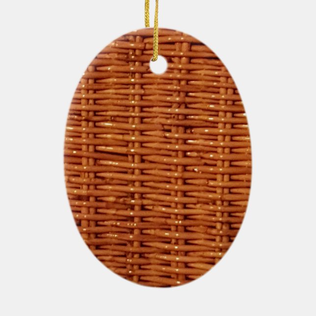 Rustic Brown Wicker Picnic Basket Country Style Ceramic Tree Decoration (Back)