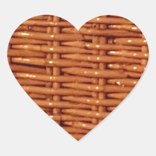 Rustic Brown Wicker Picnic Basket Country Style Heart Sticker