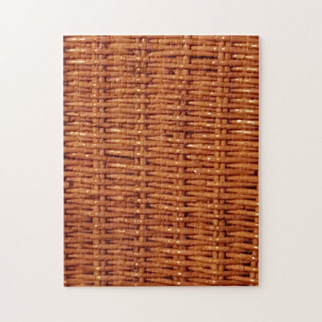 Rustic Brown Wicker Picnic Basket Country Style Jigsaw Puzzle (Vertical)