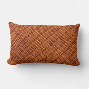 Rustic Brown Wicker Picnic Basket Country Style Lumbar Cushion