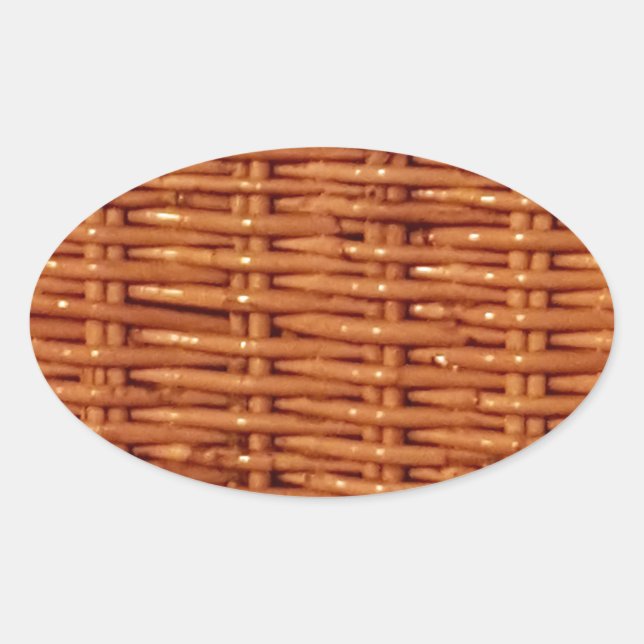 Rustic Brown Wicker Picnic Basket Country Style Oval Sticker (Front)