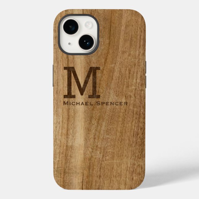 Rustic Brown Wood Case.Mate for Men, with Name Case-Mate iPhone Case (Back)