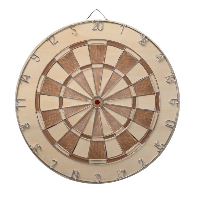 Rustic Brown Wood Classic Dartboard (Front)