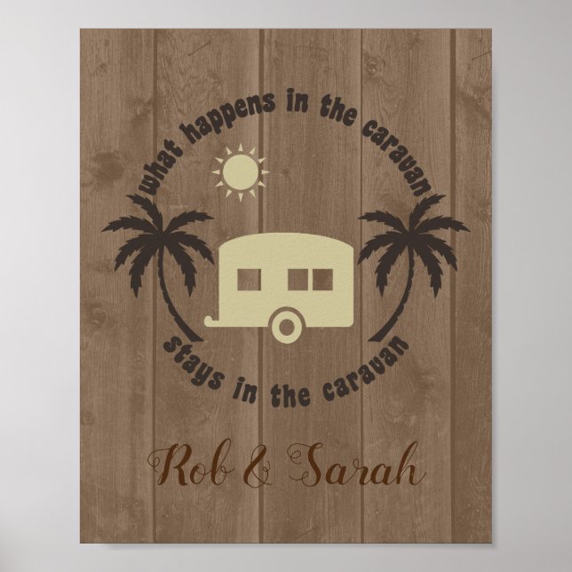 Rustic Brown Wood Funny Camping Quote Poster (Front)