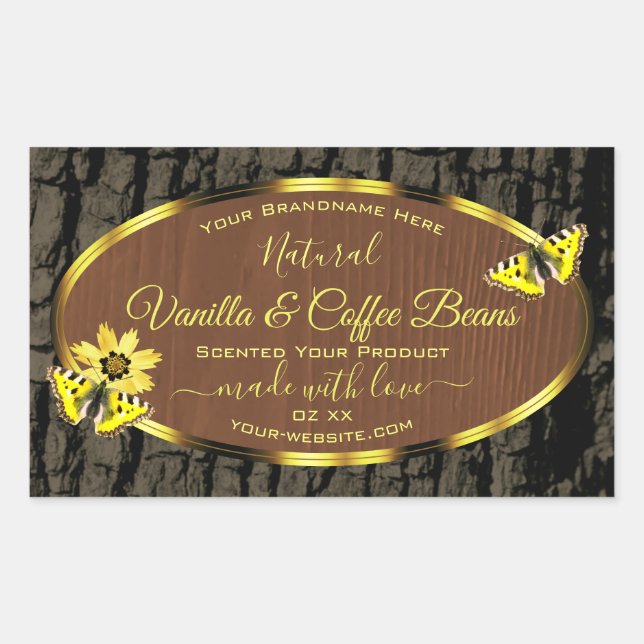 Rustic Brown Wood Grain Tree Bark Product Labels (Front)