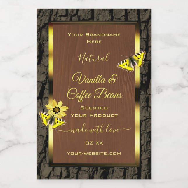 Rustic Brown Wood Grain Tree Bark Product Labels (Single Label)