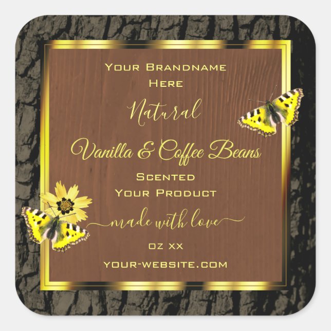 Rustic Brown Wood Grain Tree Bark Product Labels (Front)