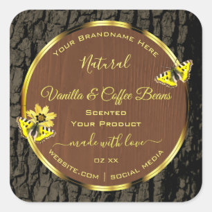 Rustic Brown Wood Grain Tree Bark Product Labels