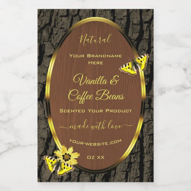 Rustic Brown Wood Grain Tree Bark Product Labels (Single Label)