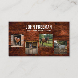 Rustic Brown Wood Horse Photo Equestrian Business Card