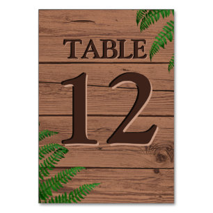 Rustic Brown Wood Leaves Boho Wedding Table Number