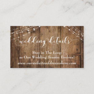 Rustic Brown Wood & Lights Wedding Details Enclosure Card
