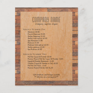 Rustic brown wood planks pattern flyer