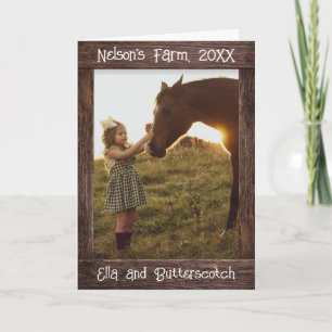 Rustic Brown Wood Text Editable Faux Photo Frame Card