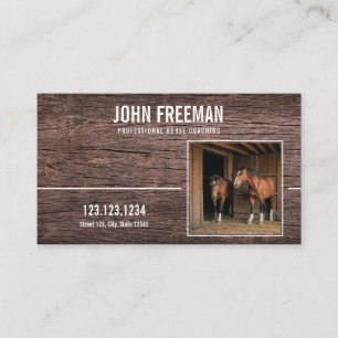 Rustic Brown Wood Texture Horse Photo Equestrian Business Card