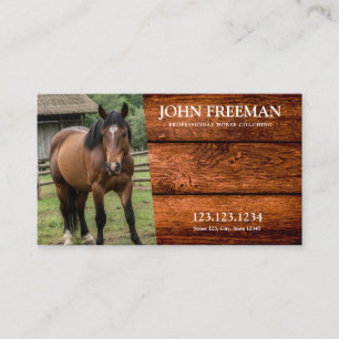 Rustic Brown Wood Texture Horse Photo Equine Business Card