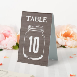 Rustic brown wood wedding table number tent signs