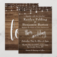 Rustic Brown Wood White Lights & Script, Wedding 2