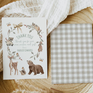 Rustic Brown Woodland Baby Shower Thank You Card