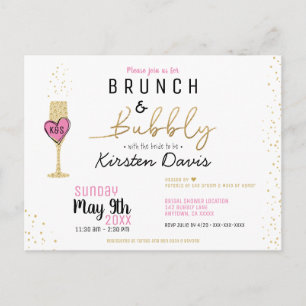 Rustic Brunch and Bubbly Bridal Shower Invitation Postcard