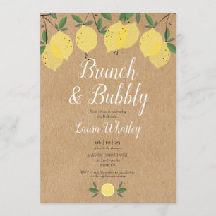 Rustic Brunch and Bubbly Lemon Bridal Shower Invitation