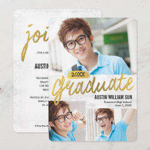 Rustic Brush Graduation Announcement Invitation